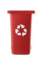 Plastic red trash can isolated on white background Royalty Free Stock Photo