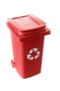 Plastic red trash can isolated on white background Royalty Free Stock Photo