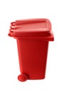 Plastic red trash can isolated on white background Royalty Free Stock Photo