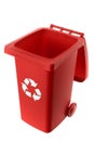 Plastic red trash can isolated on white background Royalty Free Stock Photo