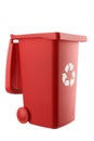 Plastic red trash can isolated on white background Royalty Free Stock Photo