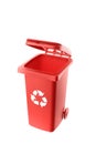 Plastic red trash can isolated on white background Royalty Free Stock Photo