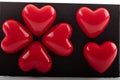 Plastic red valentine hearts isolated