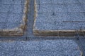 Plastic reinforcement fixers.  Iron wire mesh for concreting floors of buildings. Royalty Free Stock Photo
