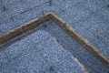 Plastic reinforcement fixers.  Iron wire mesh for concreting floors of buildings. Royalty Free Stock Photo