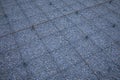 Plastic reinforcement fixers.  Iron wire mesh for concreting floors of buildings. Royalty Free Stock Photo