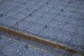 Plastic reinforcement fixers. Iron wire mesh for concreting floors of buildings.