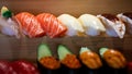 Plastic replicas of sushi graces the establishment, artfully presented sampuru