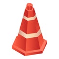 Plastic road cone icon, isometric style