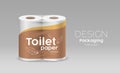 Plastic roll toilet paper packaging, leaf and brown design Royalty Free Stock Photo