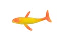 Plastic (rubber) yellow and orange whale toy for bath, mockup (mock-up, model), top view Royalty Free Stock Photo