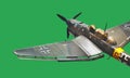 A plastic scale model of a German Junkers JU 87 Stuka dive bomber against a green screen background Royalty Free Stock Photo