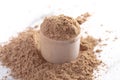 A Plastic Scoop of Chocolate Protein Powder Shake Royalty Free Stock Photo