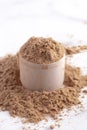 A Plastic Scoop of Chocolate Protein Powder Shake Royalty Free Stock Photo