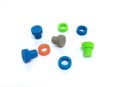 Plastic Nuts and Bolts printed by 3D Printer on White Royalty Free Stock Photo