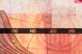 Plastic security strip inside 100 NOK banknote. Royalty Free Stock Photo