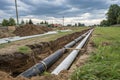 Plastic sewage pipes installed for rainwater drainage Royalty Free Stock Photo