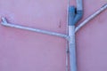 Plastic sewer pipe on the outer side of the wall Royalty Free Stock Photo