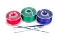 Plastic sewing machine bobbins and needles