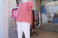 Plastic shop mannequins in front of a women clothing store boutique Royalty Free Stock Photo