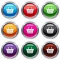 Plastic shopping basket set 9 collection Royalty Free Stock Photo