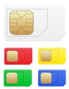 plastic sim card colour cartoon stock vector illustration Royalty Free Stock Photo