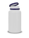 Plastic small bottle for tablets and pills with an open cover on a white background with a shadow Royalty Free Stock Photo