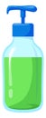 Plastic soap dispenser. Cartoon pump bottle with green liquid Royalty Free Stock Photo