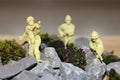 Plastic soldiers on rocks