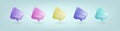 Plastic speech bubble. 3d vector render icon message dialog button. Realistic cartoon design elements. Royalty Free Stock Photo