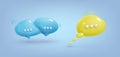 Plastic speech bubble. 3d vector render icon message dialog button. Realistic cartoon design elements.