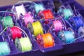 Plastic spools with colored yarn Royalty Free Stock Photo