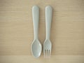 Plastic spoon and fork, bright color Royalty Free Stock Photo