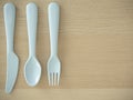 Plastic spoon and fork, bright color Royalty Free Stock Photo