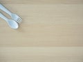 Plastic spoon and fork, bright color Royalty Free Stock Photo