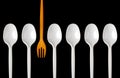 Plastic spoons and fork Royalty Free Stock Photo