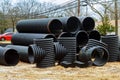 Plastic stacked PVC plastic industrial pipes Royalty Free Stock Photo