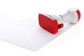 Plastic stamp over document Royalty Free Stock Photo