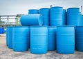 Plastic Storage Drums, Blue Barrels. Royalty Free Stock Photo