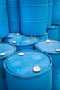 Plastic Storage Drums, Blue Barrels. Royalty Free Stock Photo