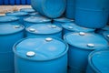 Plastic Storage Drums, Blue Barrels.