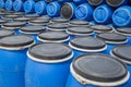 Plastic Storage Drums, Blue Barrels.