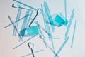 The plastic straw pollute the environment. Plastic waste, Plastic cups on light background. Royalty Free Stock Photo