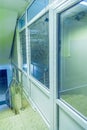 Plastic structures in operation; interior glass walls and doors. Royalty Free Stock Photo