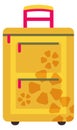 Plastic suitcase flat icon. Bright yellow travel bag