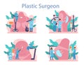 Plastic surgeon concept set. Idea of body correction. Implant and Royalty Free Stock Photo