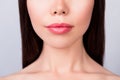 Plastic surgery concept. Lips filling, ideal and perfection mani