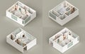 Plastic surgery doctors clinic isometric interior architectural sheet