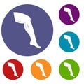 Plastic surgery of legs icons set Royalty Free Stock Photo
