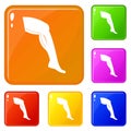 Plastic surgery of legs icons set vector color Royalty Free Stock Photo